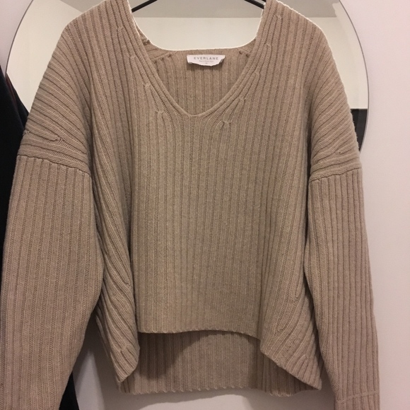 Everlane Sweaters - Everlane Beige Wool V-Neck Sweater